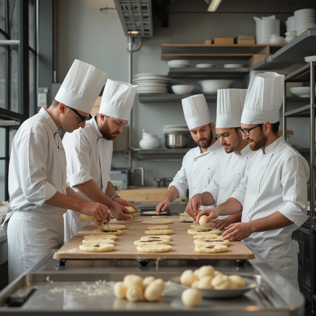 Equipo preparando repostería